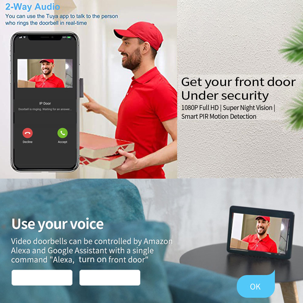 1080p 7 Polegada wifi vídeo po - Smart Doorbell Wired avaliação e preço